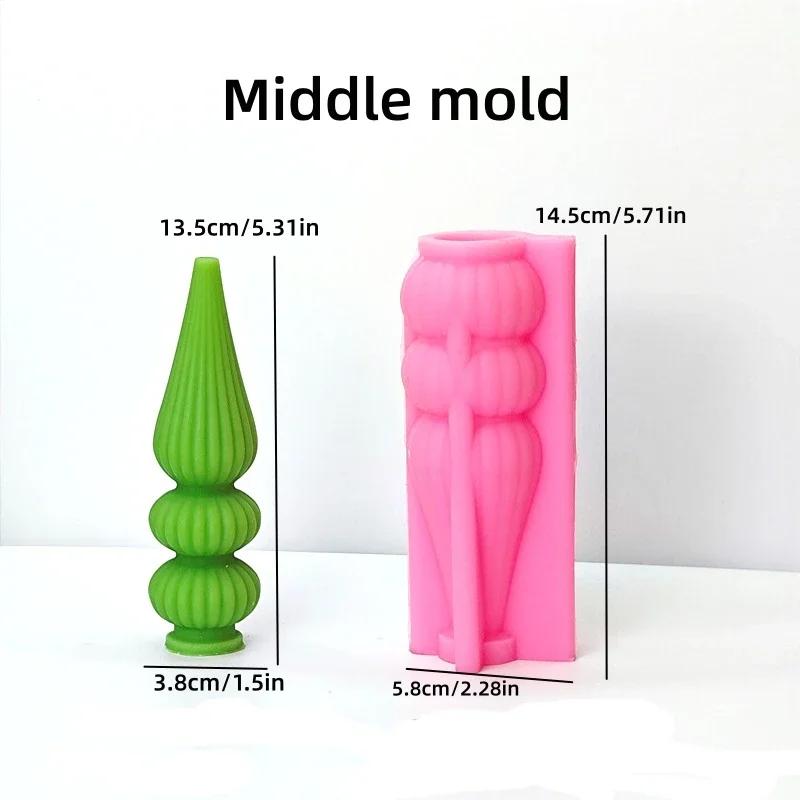 DIY abstrakte vasenförmige Kerze Silikonform nordischer Stil geometrisches Streifenmuster zylindrische römische Säule Kerzenformen Weihnachtsgeschenk
