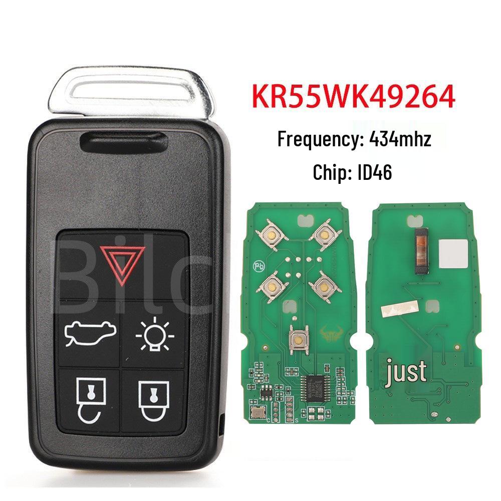 KR55WK49264: Compatible with 5-button Volvo smart card remote key, ID46 chip, 434 MHz frequency.