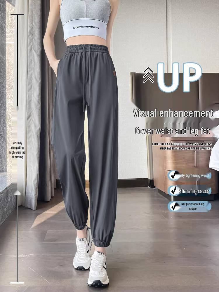 Women's Summer Ice Silk Quick-Dry Loose Lantern Pants: High-Waist, Slimming, Casual, 2026 Style