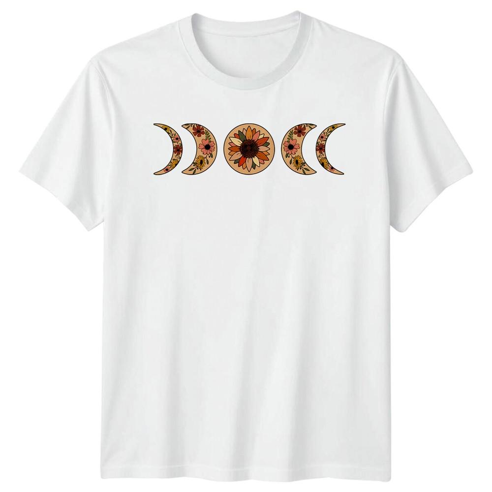 Floral Moon Phases Sunflower Celestial Witchy TShirt S