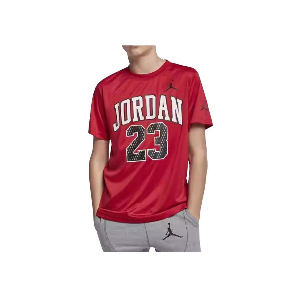 Jordan Kids Letter Print Crew Neck T-Shirt Kids Tops Gym-Red HA4950-678