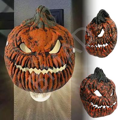 2026 Halloween Pumpkin Mask Lampshade Latex Full Face Cosplay Prop with Porch Light Holiday Decor Gift
