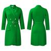 Fashion High Waist Pleated Midi Dress Women Office Business Casual Spliced Slim Fit Blazer Dress