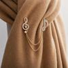 Brooch Pin for Women, Treble Clef Eighth Note Brooch with Staggered Metal Chains, Rhinestones Musical Design Lapel Pin for Musicians Formal Casual