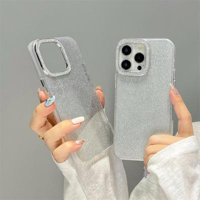 Luxury IMD Minimalist Transparent Glitter TPU Case for iPhone 15 Pro Max 14 Plus 13 12 Pro 11 All-inclusive Fall Protection Cover