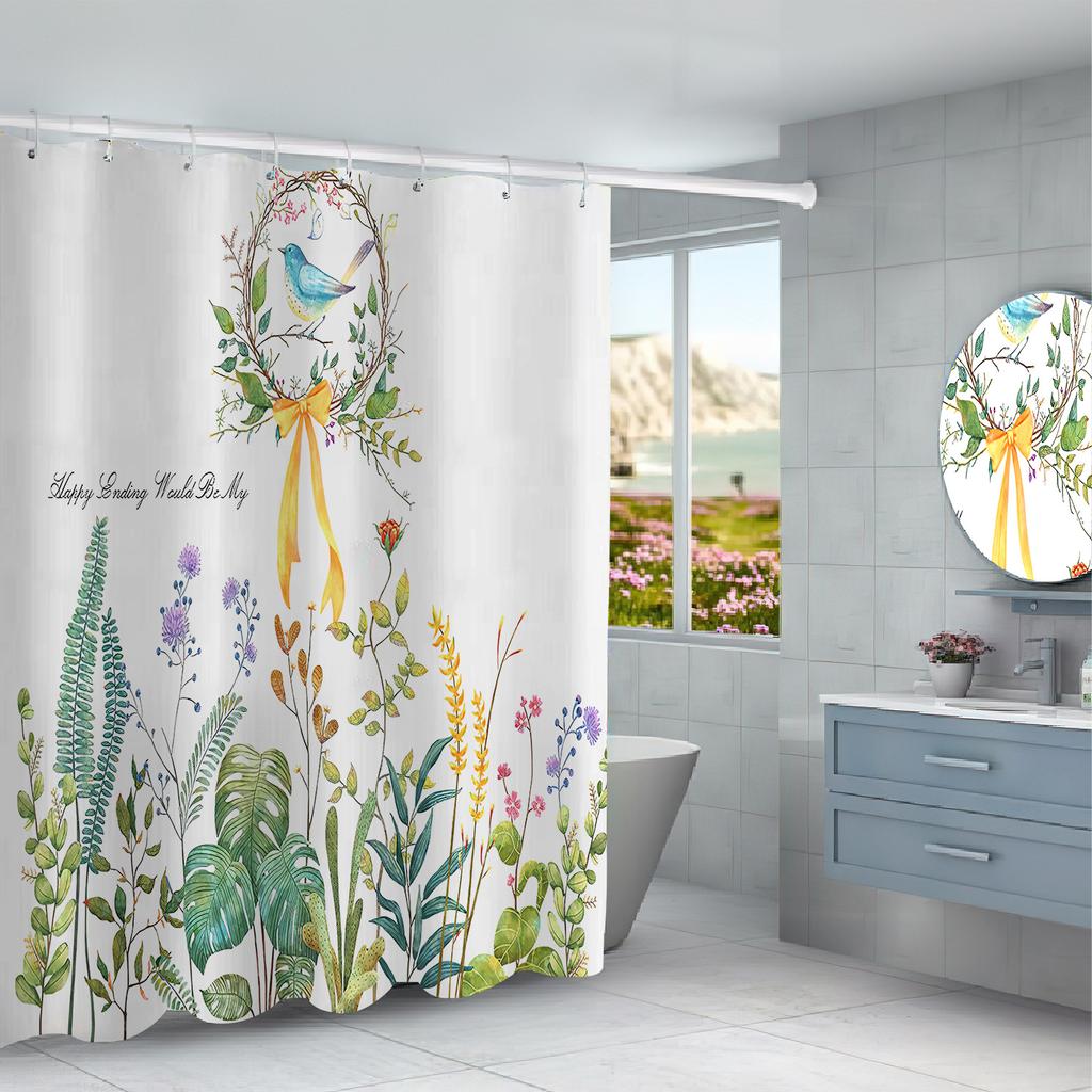 JINRUN Badezimmer verdickter wasserdichter Vorhang, schimmelfester Duschvorhang, Duschtrennwand-Vorhang, Duschvorhang, Badezimmer-Vorhang, kostenlose Perforation