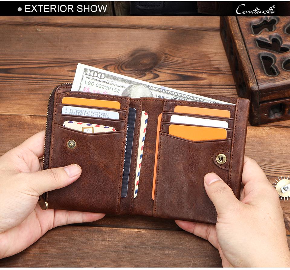 Black Angel RFID Anti-Theft Men's Wallet - Genuine Cowhide, European & American Trend, Zipper Coin Purse.