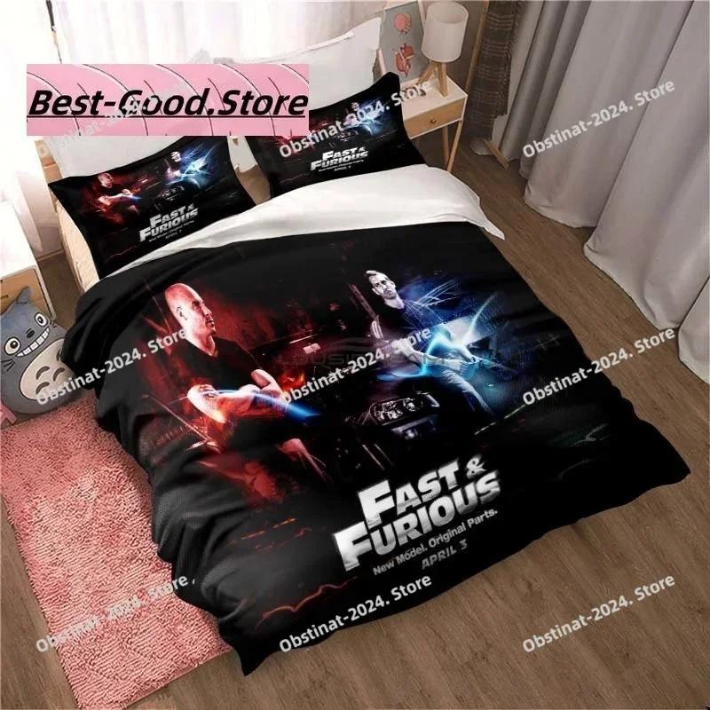 Fast & Furious Bedding Set Fashion Movie Printed Comforter Quilt Bed Cover Duvet Cover Pillow Case 3 Pieces Sets Kids Adult Size