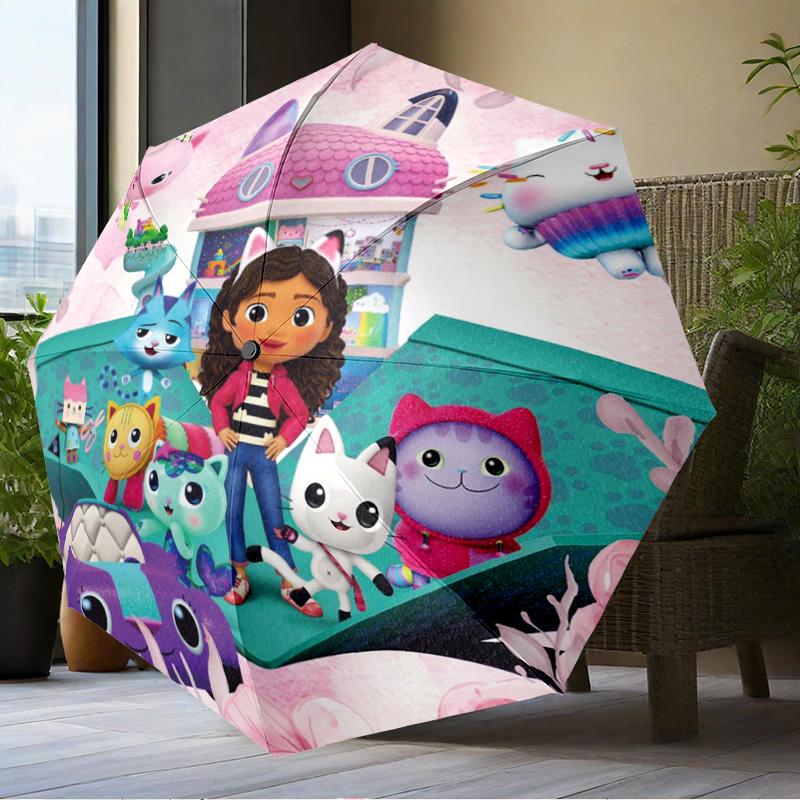 Colorful Friends Dollhouse Umbrella Folding Umbrella, Automatic Umbrella 8-Frame for Travel, Camping Use Gift for Halloween Christmas