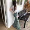 High-waisted Horseshoe Trousers Micro Flare Jeans Women Spring and Summer Retro Small Size Show Skinny Drag Ground Flare Trousers Long Denim Pants