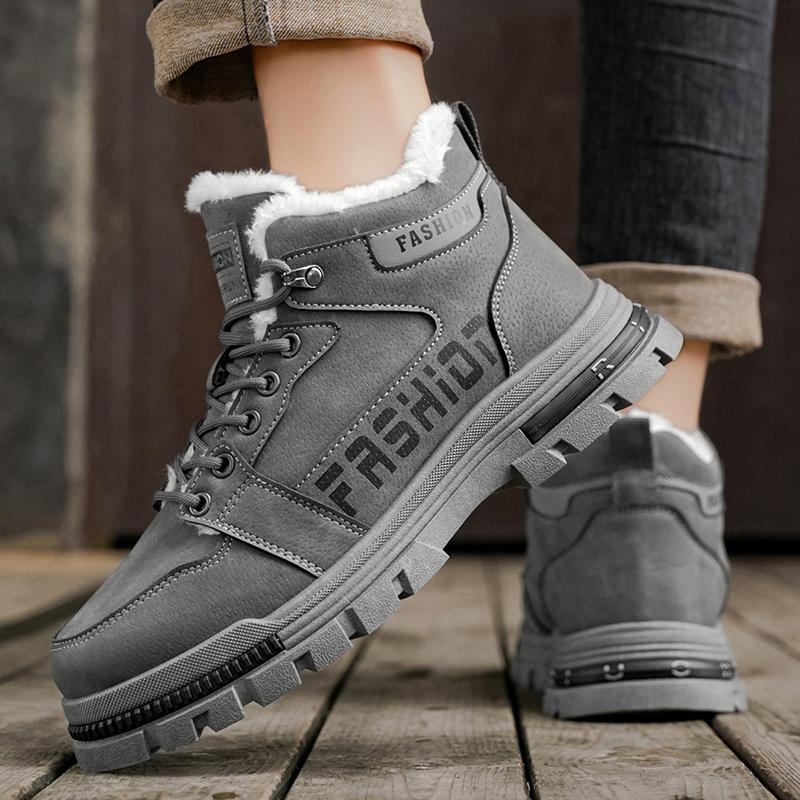 Men's Casual Outdoor High Top Work Winter Slip-resistant Fashion Shoes Plus Size Comfort Shoe Wear-resistant Thicken Cotton Shoe