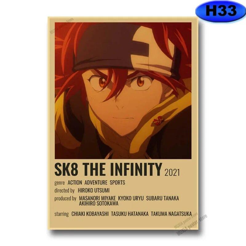 Vintage SK8 The Infinity Plakáty Japonské Anime Plakát Nálepka na zeď Kraftový papír Domácí dekorace Studovna Ložnice Bar Kavárna Umění Malba