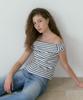 LUCIR ZU Twisted Stripe Off-Shoulder Top (Ivory)