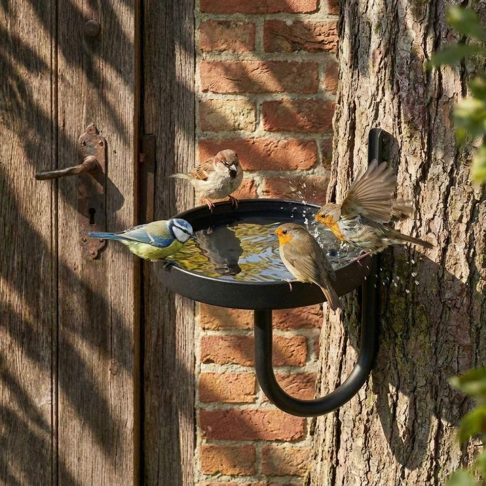 Vintage Style Wall Mounted Bird Feeder Rust-Proof Green Plant Shelf Flower Basket Holder Patio