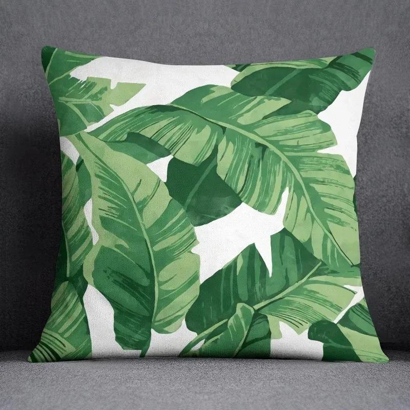 Green Leaf Pattern Decorative Pillowcase Cushion Pillowcase Bedding Decoration