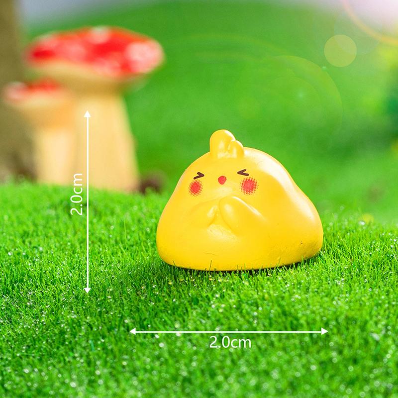 Miniatures Figurines Cute Cartoon Yellow Chicken Animal Landscape Ornaments Creative DIY Home Decorations Accessories Gifts