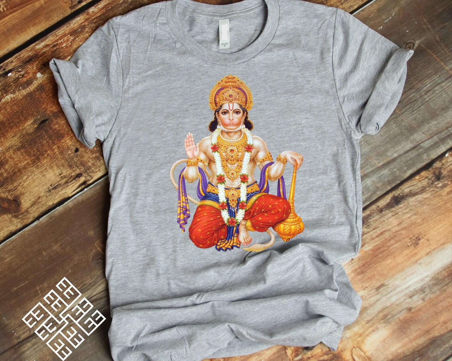 Hanuman T shirt, Hindu Monkey God Tee Shirt, Spiritual Religious T shirts, Ramayana T shirt, Yoga Meditation Hindu Mythology T shirt M
