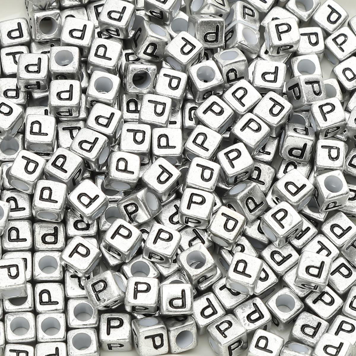 

Acrylic English Letter Cube Beads For DIY Necklace Bracelet Earrings Jewelry Making Craft Accessories P