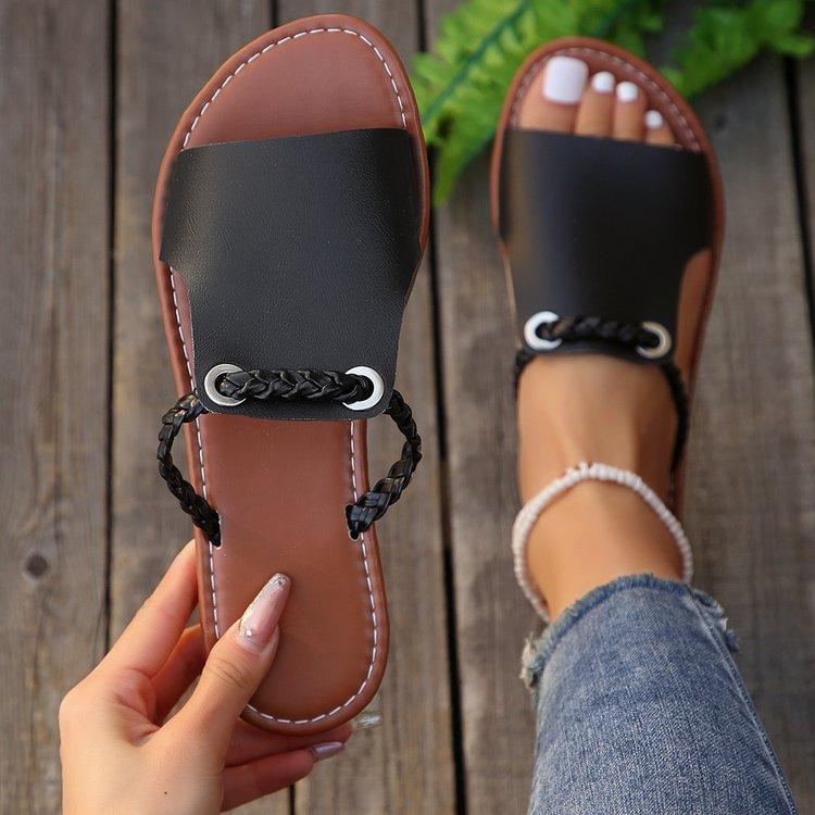 

Sandals Women Flats Casual Slippers Summer Shoes 2025 New Fashion Dress Flip Flops Beach Bohemian Shoes Femme Home Slides 36-43 36 чёрный