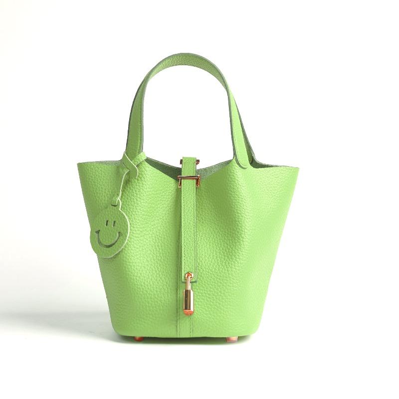 bag women's first layer cowhide vegetable basket bag versatile bucket bag genuine leather women's bag feeling handbag