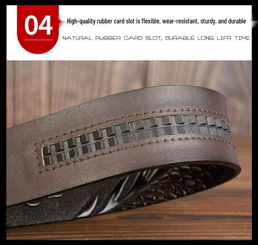 Retro Dragon Carved Pattern Automatic Buckle Leather Belt – Domineering Men's Fashion Accessory