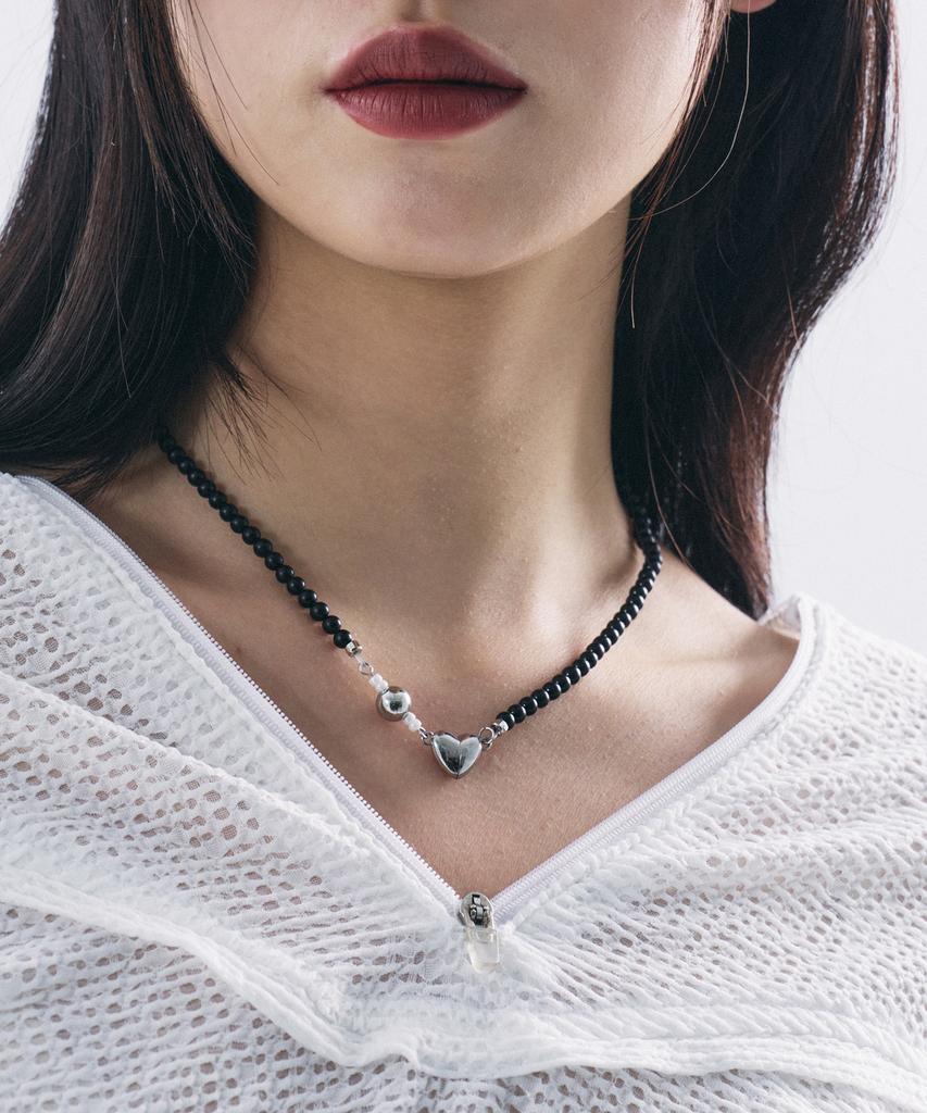 Sentiments No.435 [Black] Heart Onyx Necklace