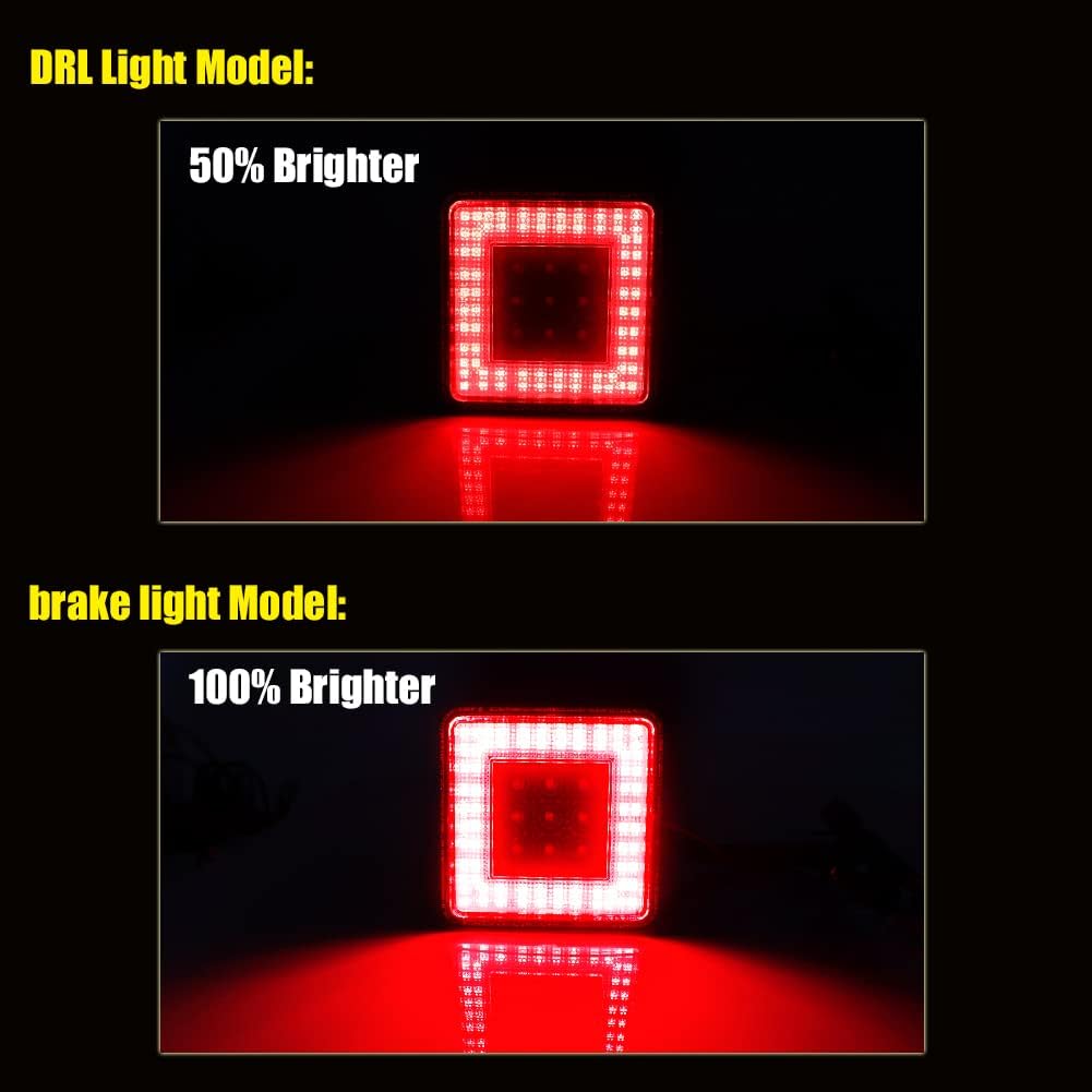 3-In-1 Smoked Lens Universal LED Hauling 2" Receiver Compatible with Truck SUV RV Trailer Rear Bumper Driving lamp Brake Tail Reverse Tow Hitch Cover