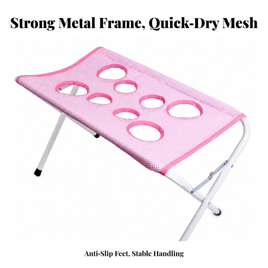 Foldable Pet Grooming Stand Raised Bathing Station with Metal Frame Compact