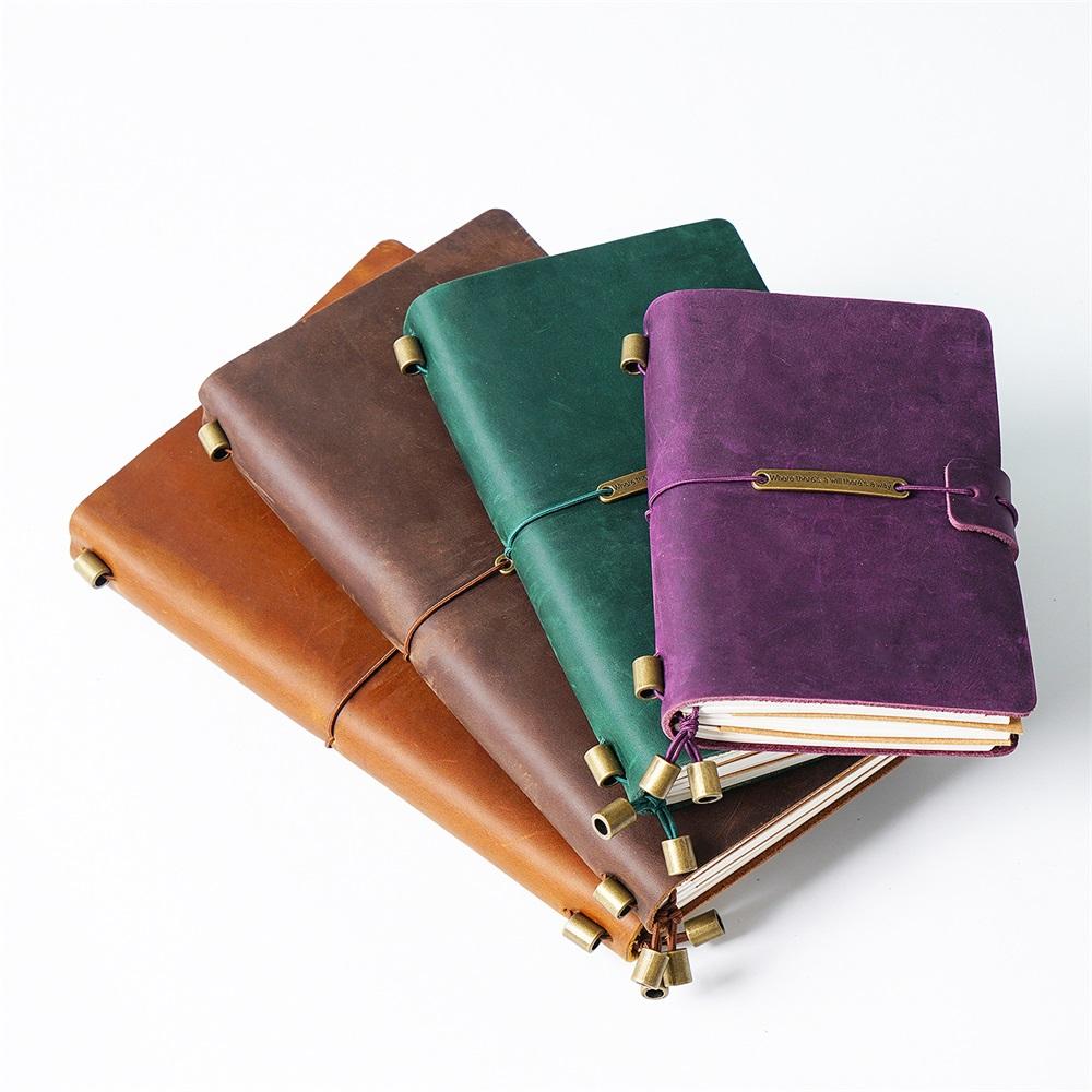 7 Farben 4 Größen Reisetagebuch Echtes Leder Cover Handgefertigtes Notizbuch DIY A5 Tagebuch Büro Schule Notizbuch Kostenlose Namensprägung