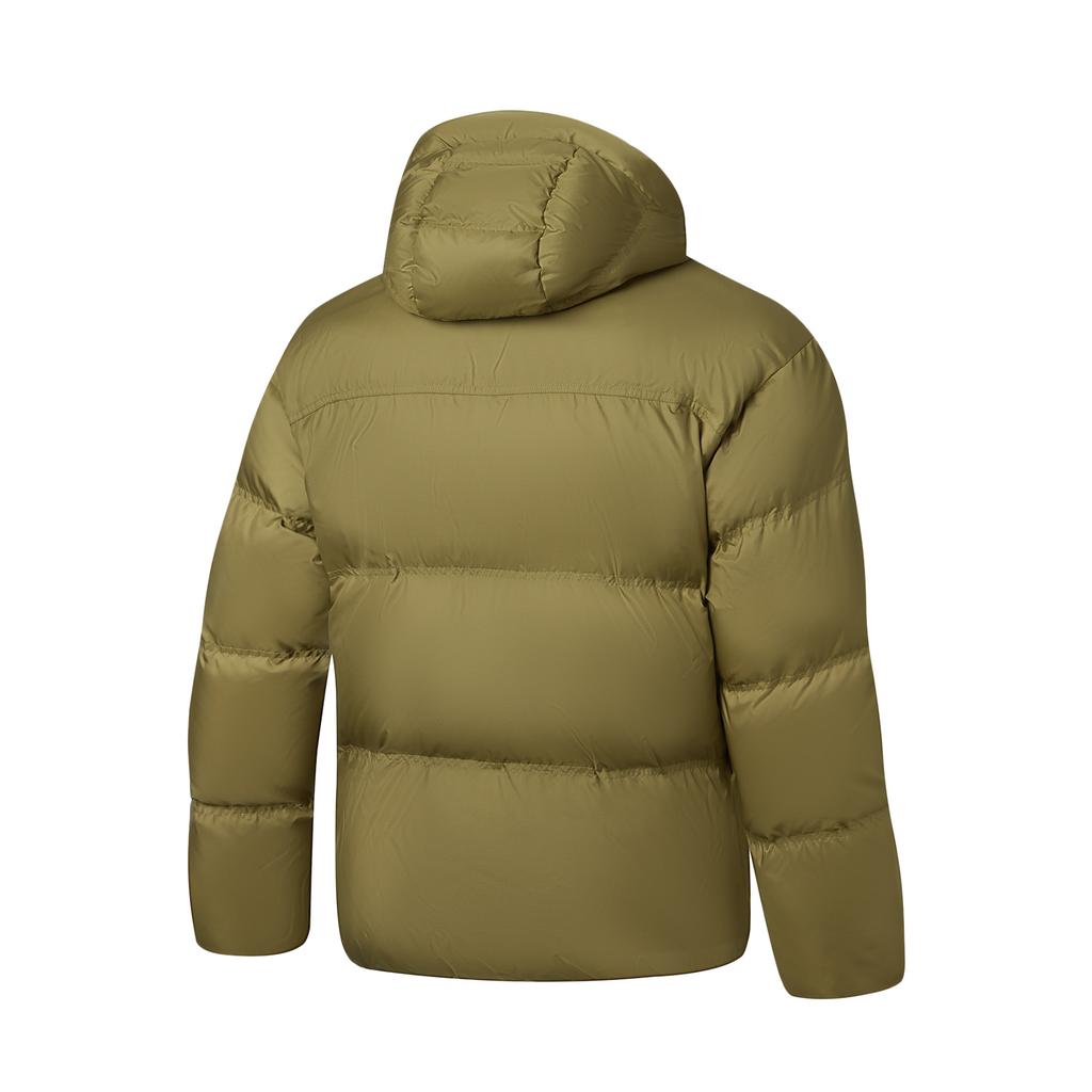 Men's Li-Ning Outdoor Counterflow Down Jackets Unisex Olive Brown Green Hooded (Non-detachable) Thickened