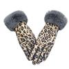 Leopard Print Plush Touchscreen Winter Gloves for Women - Velvet Lined