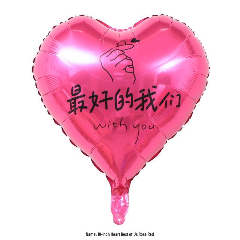 Qixi Valentine's Day Romantic Pink Heart & Star Balloons for Weddings & Birthdays