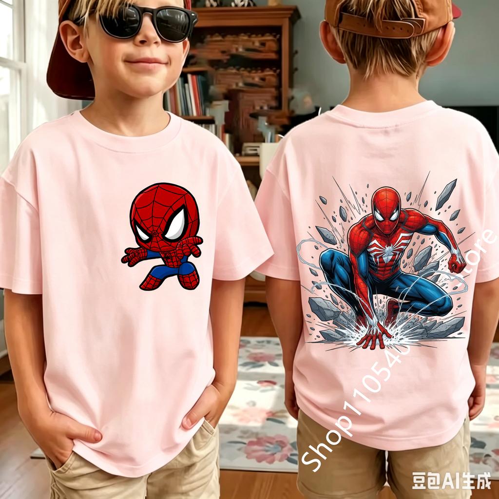 Summer Spider Children's T Shirt Breathable Fabric Classic Character Patterns in A Cute Style Suitable Daily Playwear