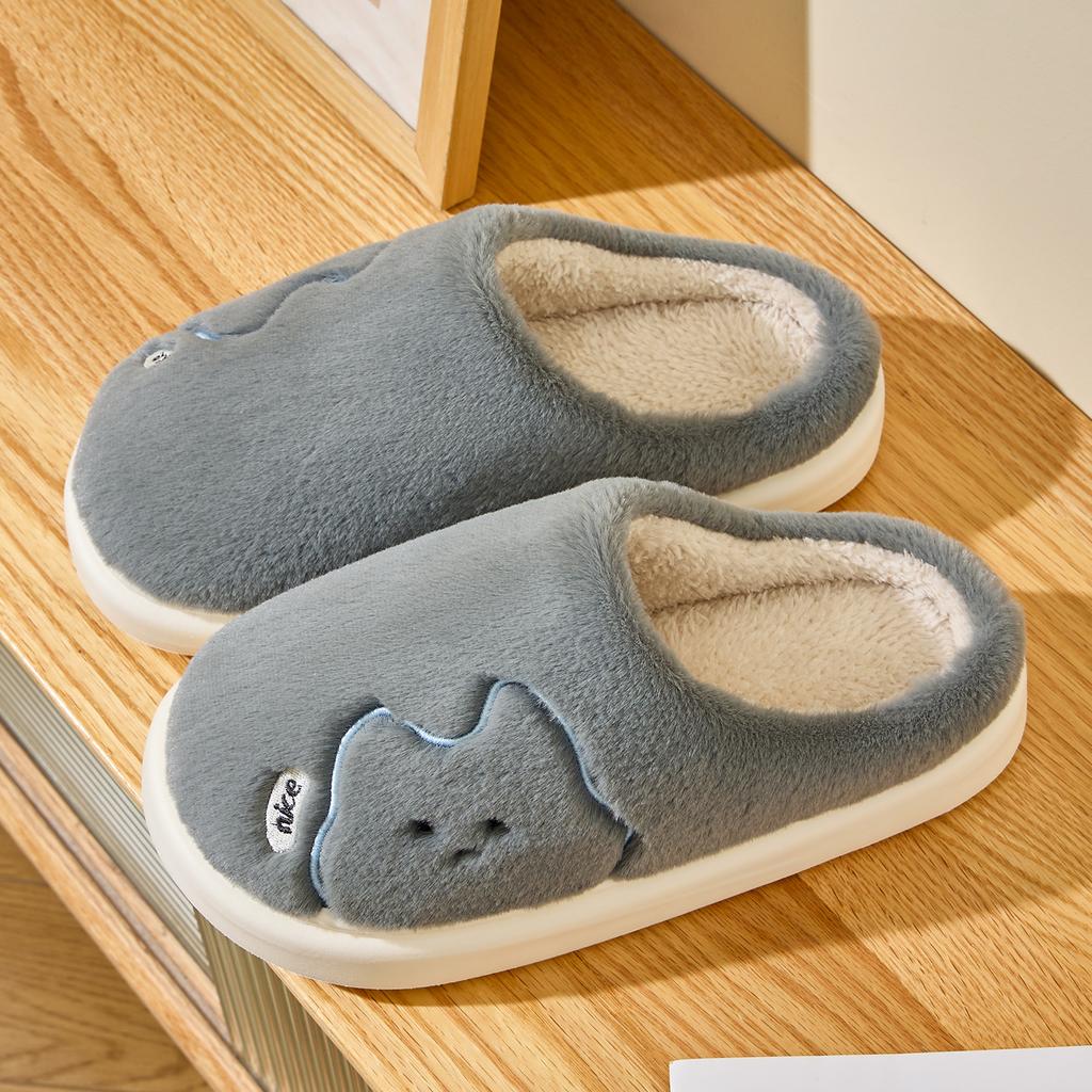Cartoon Women Home Slippers Plush Warm Thick Bottom Slides Cute Soft Non-slip Slippers Indoor Outdoor Men Casual Slippers
