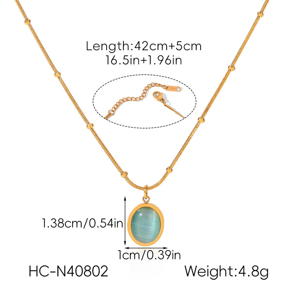 Blue Cat's Eye Stone Necklace for Women, Niche Design, Premium Stainless Steel Pendant, Ins Style Titanium Steel Necklace