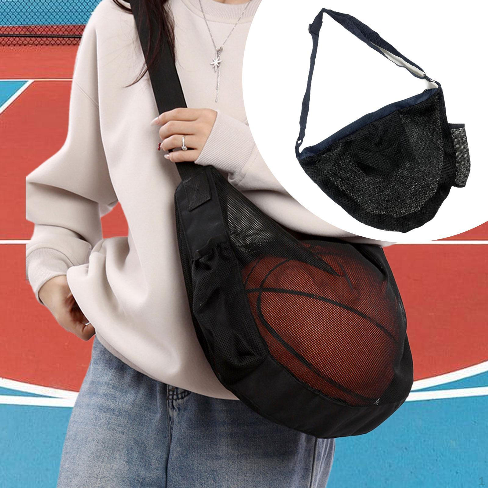 

Баскетбольная сумка с регулируемым ремнем, практичная, легкая, сетка для хранения спортивного инвентаря, один мяч синий