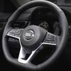 Чорна накладка на кермо автомобіля зі штучної шкіри для Nissan Leaf 2018 Rogue (Спорт) 2017- X-Trail 2017- Qashqai 2018