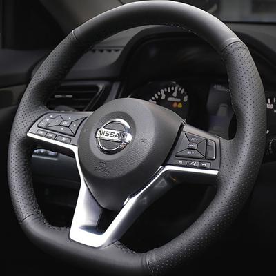 Black Artificial Leather Car Steering Wheel Cover For Nissan Leaf 2018 Rogue (Sport) 2017- X-Trail 2017- Qashqai 2018