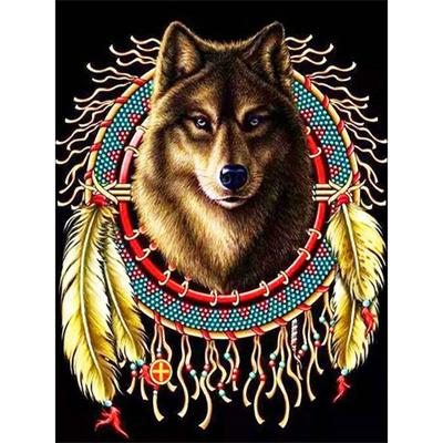 Kompletní 5D DIY diamantová malba Majestic Totem Wolf Diamantové vyšívání Mozaikové sady Křížový steh Domácí dekorace Ručně vyráběné dárky
