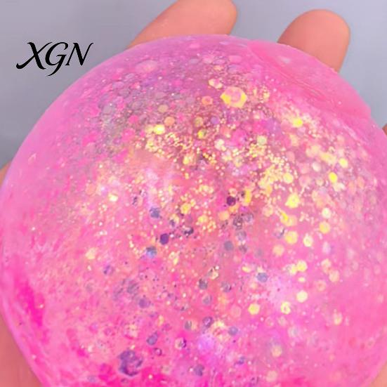 Stress Relief Gadget 1/4Pcs Glitter Ball Toy Transparent Multicolor Squeeze Sugar Soft Elastic Portable Travel Home Office Anxiety Relieving Fidget
