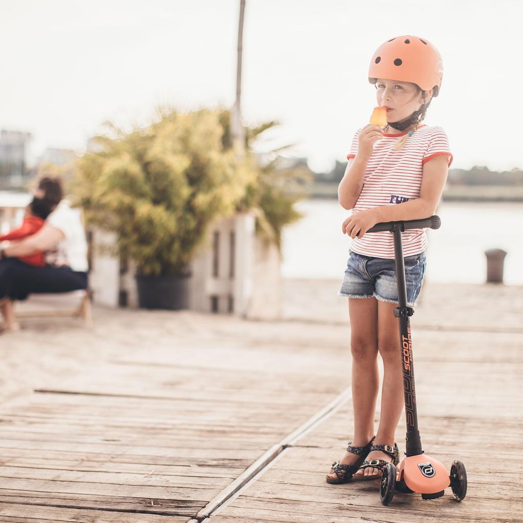 Scoot Ride Highway Kick 3LED Peach Kids Scooter Kickboard Tricycle Genuine Product & [Japanese Warranty]