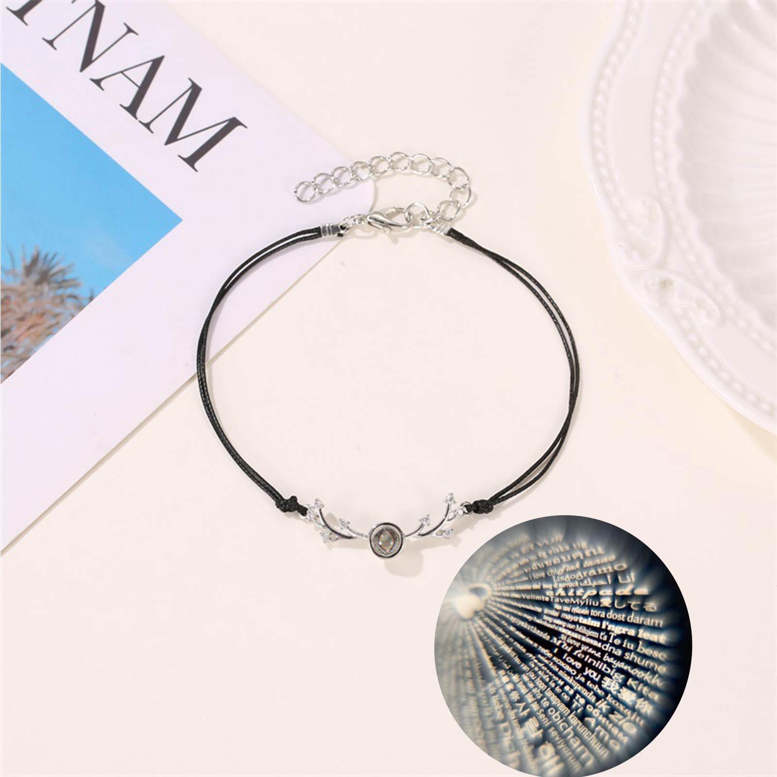 

(СУ)Новий подарунок Я люблю тебе до Дня Святого Валентина. Браслет-проекція на пам ять 100 мовами BK чорний