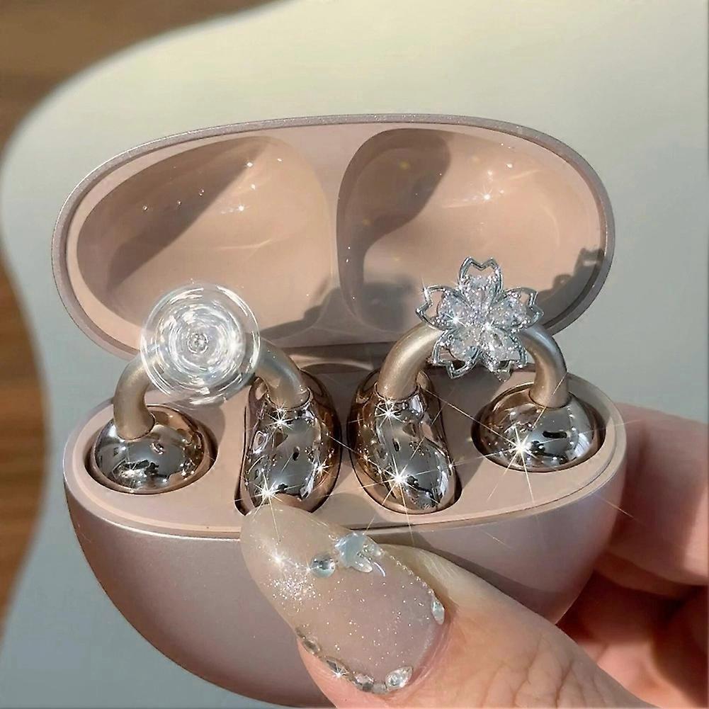 Knipperende Kersenhout Bloesem Oorclip Accessoires Zirconia Oortelefoon Bedeltjes voor OWS Earbuds Mode Sieraden Cadeau voor Vrouwen