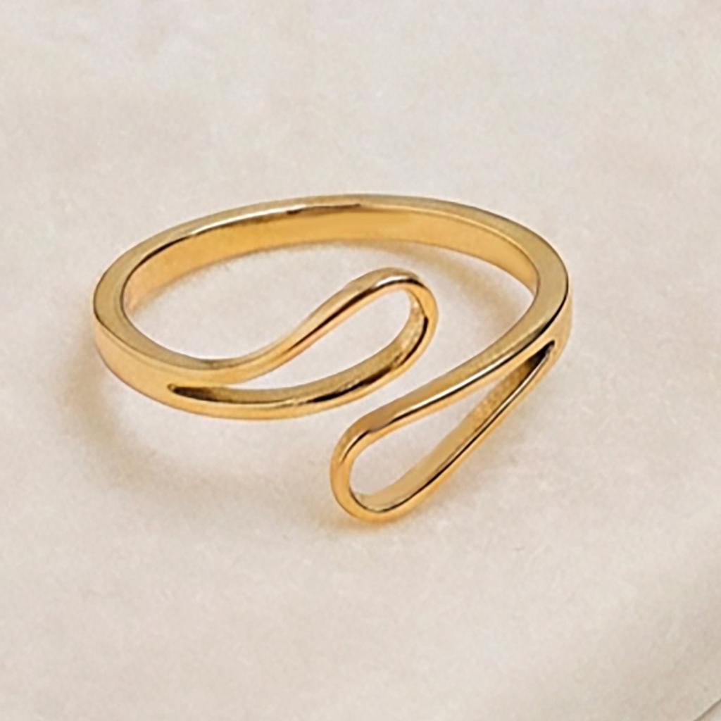 Stainless Steel Personalized Hollow Geometric Asymmetric Opening Ring Plated Minimalist Ring For Gift