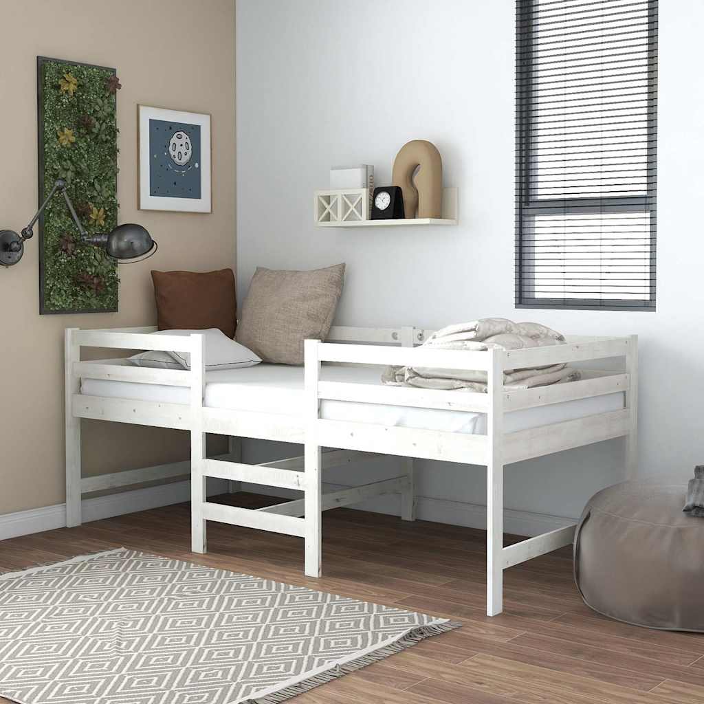 Solid Wood Bed without Mattress White 90x200 cm Pine Wood
