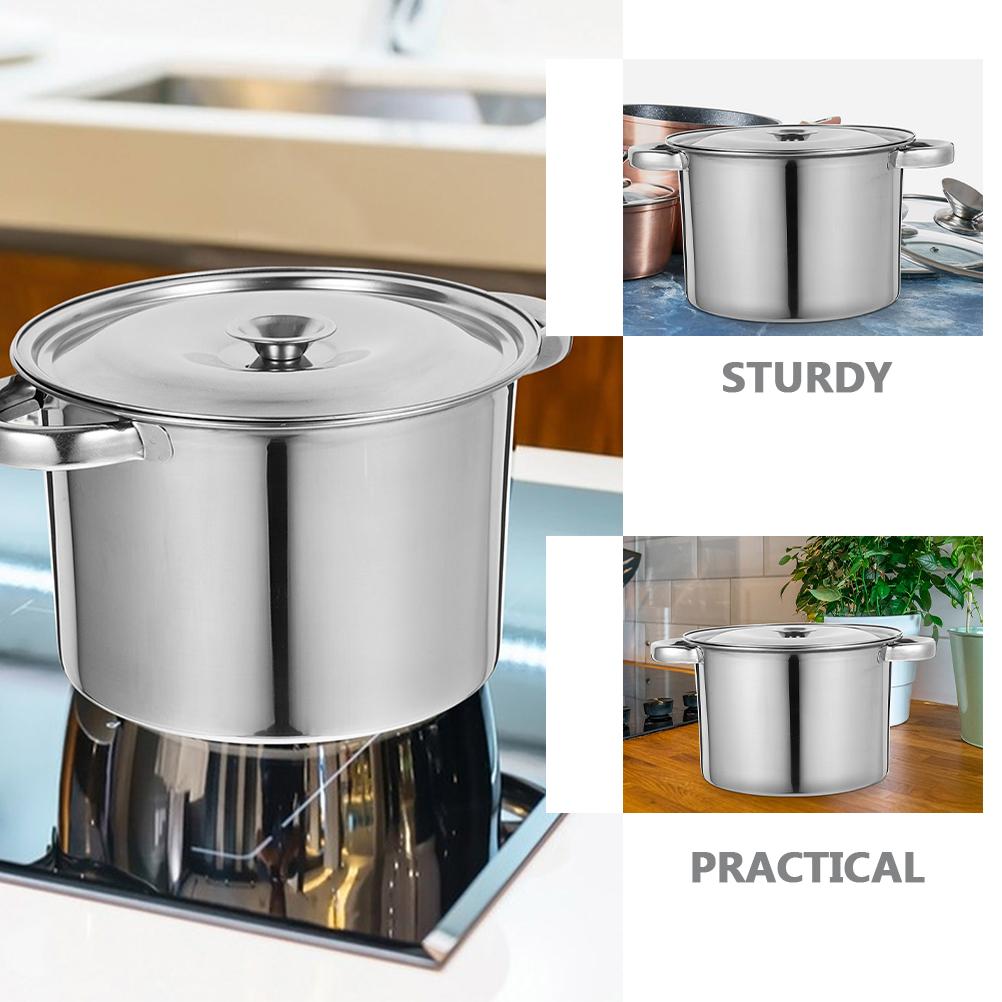 Covered Stockpot Pans Kitchen Cookware Supply Saucepan Oil Barrel Soup Boiling Stainless Steel With Lid Household Brine