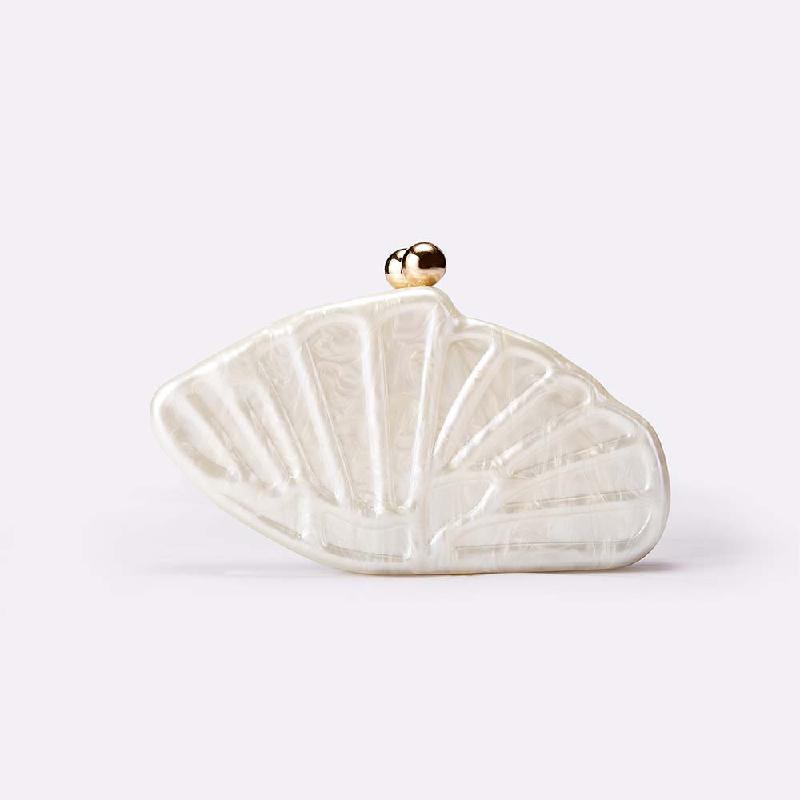 Women's Luxury Crossbody Bag Shell Fan-shaped Acrylic Fashion Wedding Evening Bag Clutch Shell Purse Clutch Shoulder Pearl Bag