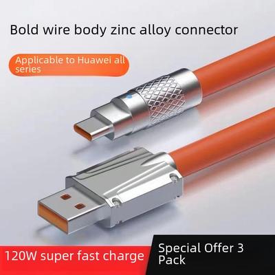 Zinc Alloy Super Fast Charging Cable for Apple, Type-C, and Android (6A)