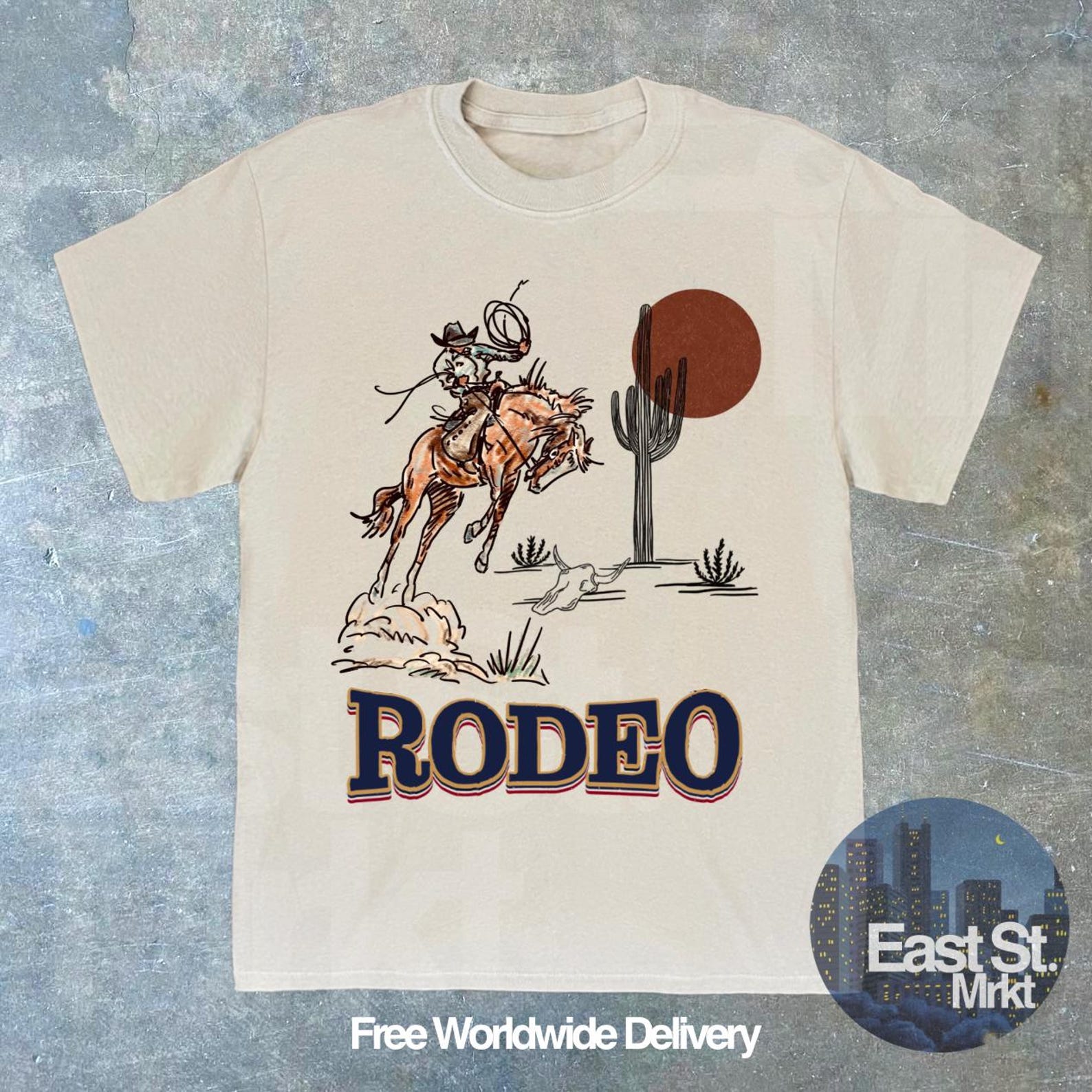 Vintage Rodeo Cowboy T-shirt: Wild West Graphic Tee 2XL