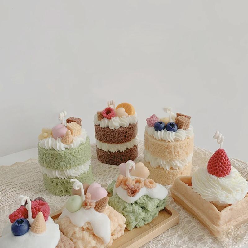 Decorated Cake Silicone Mold Mousse Pastry Dessert Aromatherapy Candle Mold Simulation Cream Small Cake Embryo Mold